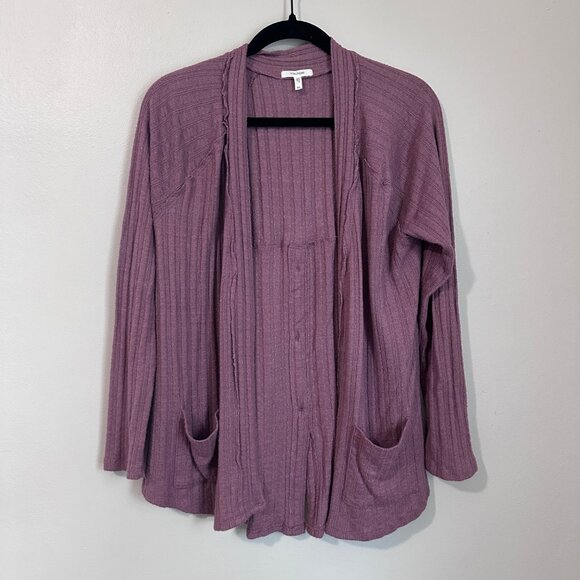 Maurices Ribbed Knit Open Front Cardigan With Pockets & Button-Back Detail - Mau - Picture 1 of 11